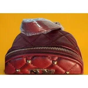 Badgley Mischka Small Studded Backpack Burgundy Gold Diamond Quilted Zipper NWT Badgley Mischka | Bags | Badgley Mischka Diamond Quilted  main image 3